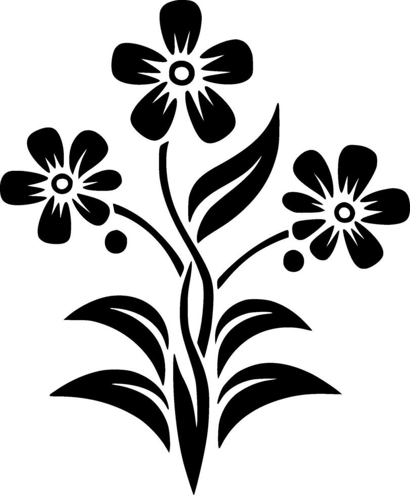 Flower, Black and White Vector illustration