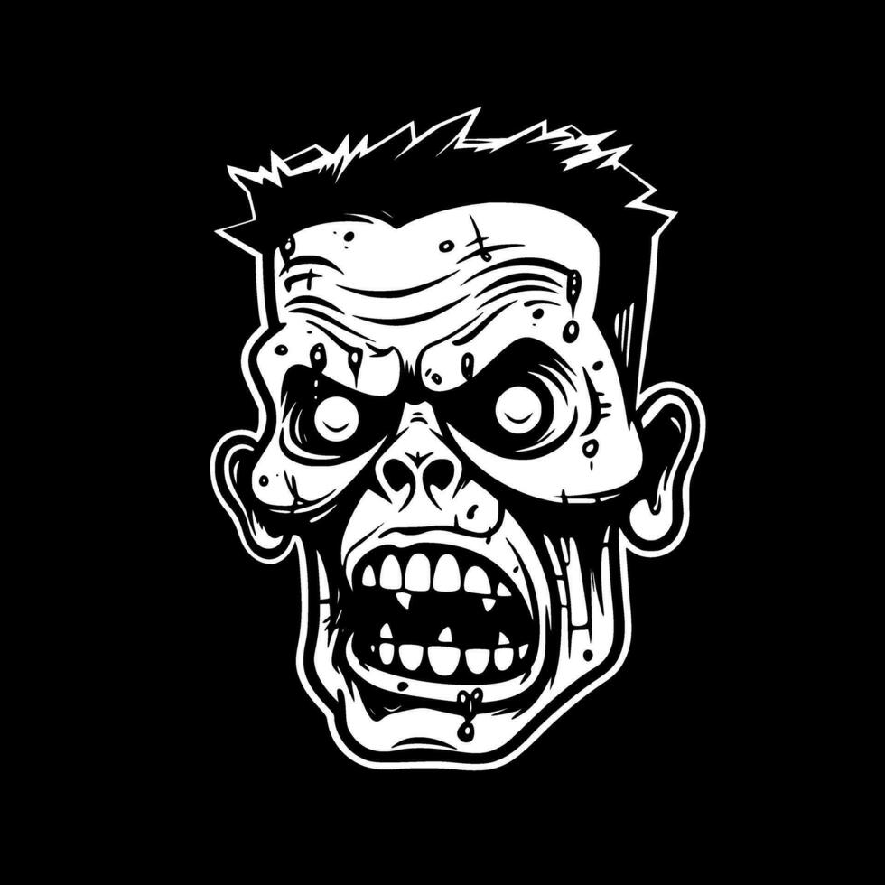 Zombie, Black and White Vector illustration