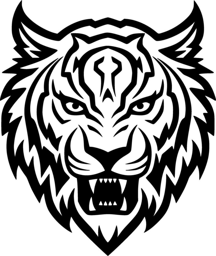 Tiger - Black and White Isolated Icon - Vector illustration