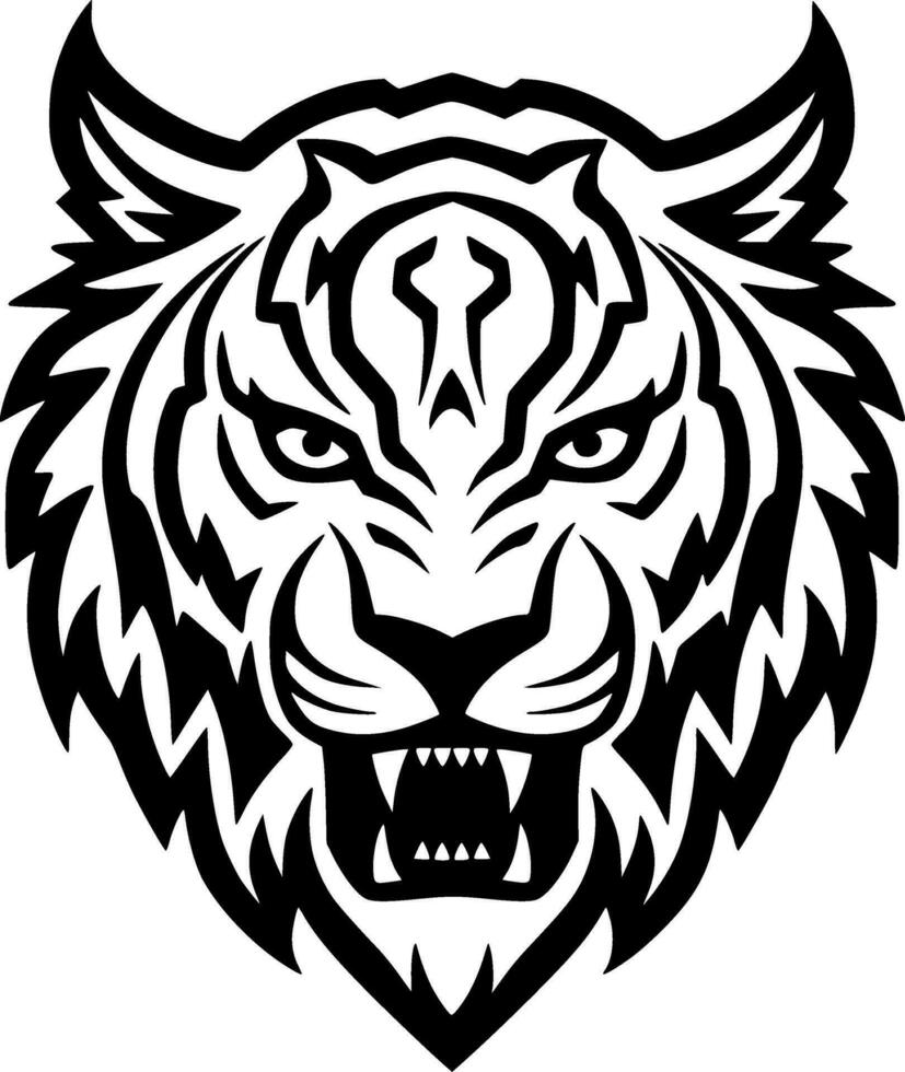 Tigre - negro y blanco aislado icono - vector ilustración