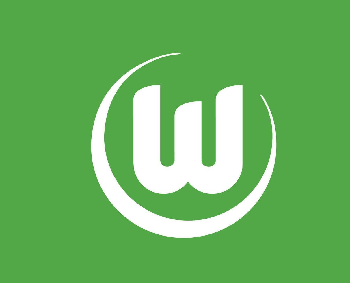 Wolfsburg Club Logo Symbol White Football Bundesliga Germany Abstract Design Vector Illustration With Green Background