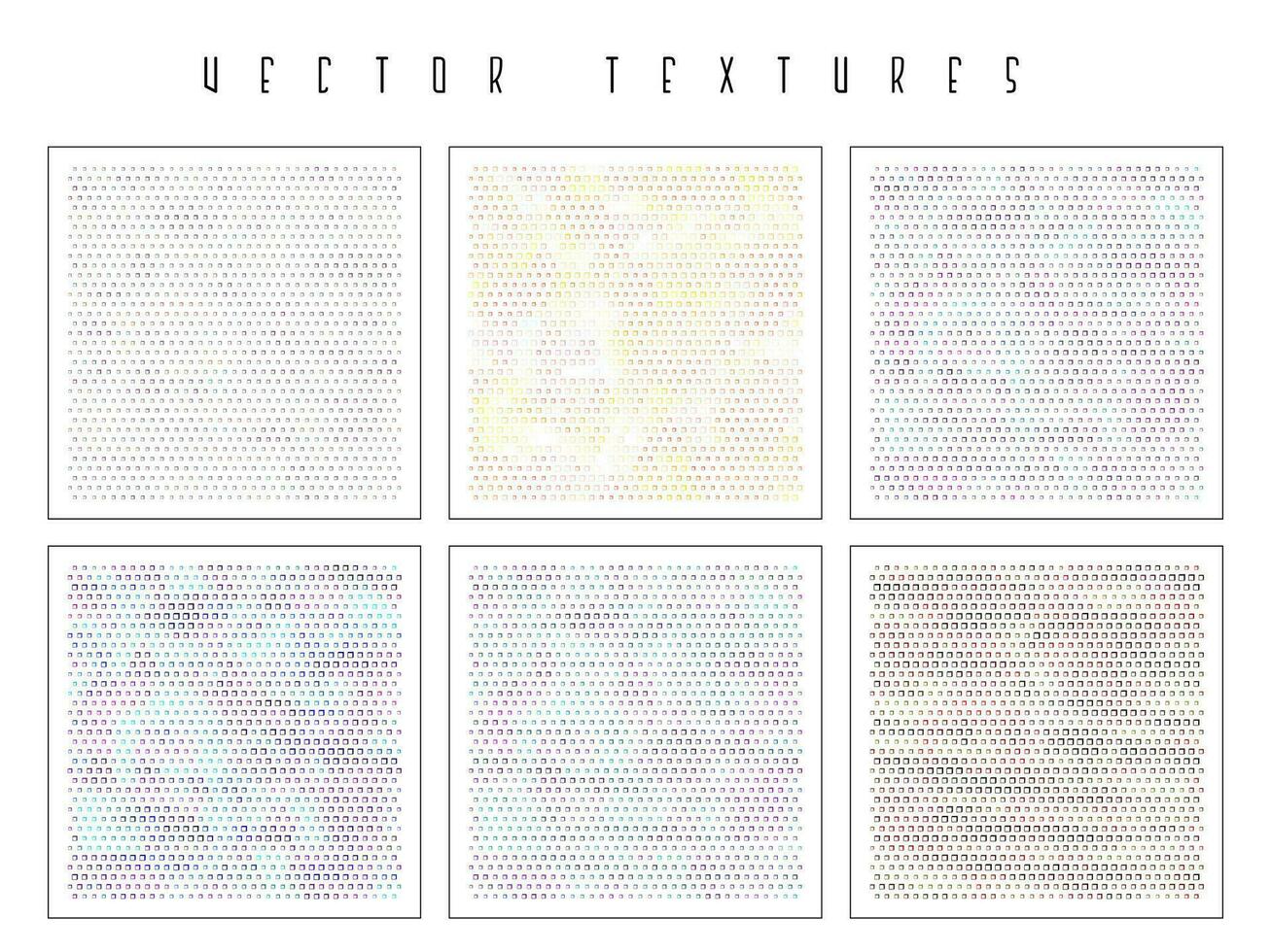 Set of the halftone geometric textures. Minimalists backgrounds. Spotted vector abstract overlays. Futuristic patterns for web design, advertisement banners, comic books, posters, packaging.