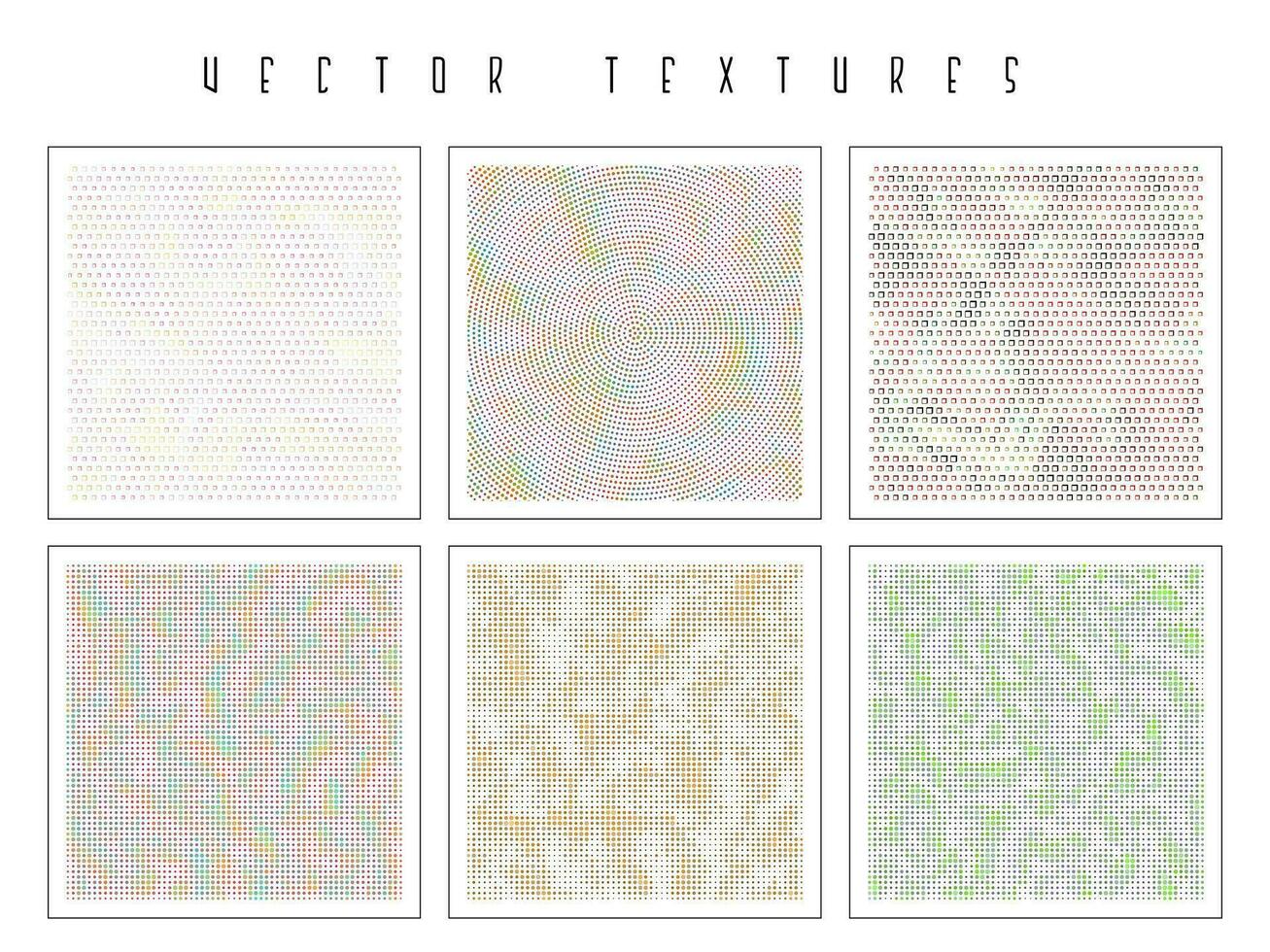 Set of the halftone geometric textures. Minimalists backgrounds. Spotted vector abstract overlays. Futuristic patterns for web design, advertisement banners, comic books, posters, packaging.