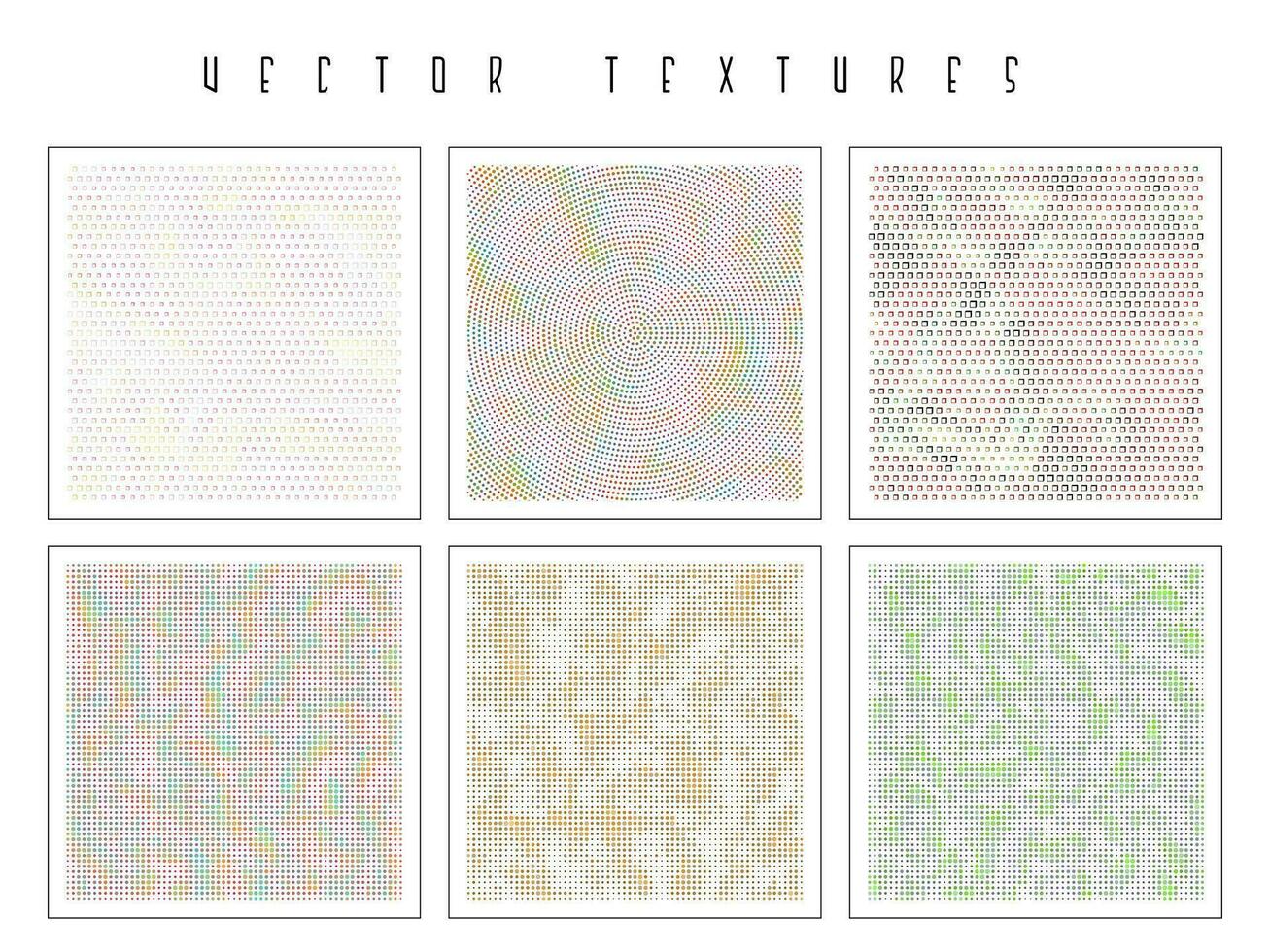 Set of the halftone geometric textures. Minimalists backgrounds. Spotted vector abstract overlays. Futuristic patterns for web design, advertisement banners, comic books, posters, packaging.