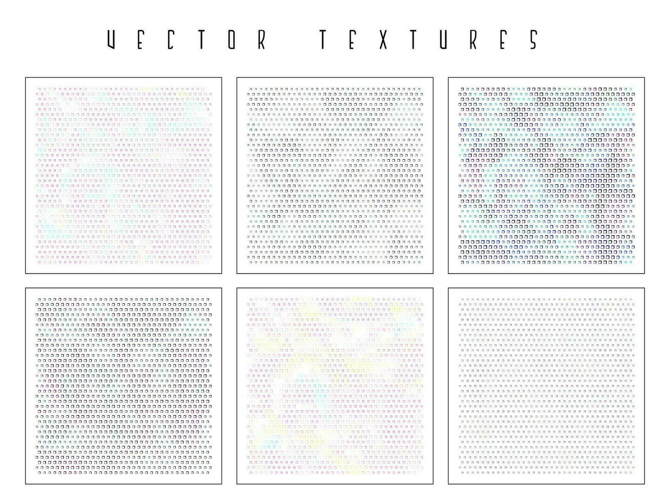 Set of the halftone geometric textures. Minimalists backgrounds. Spotted vector abstract overlays. Futuristic patterns for web design, advertisement banners, comic books, posters, packaging.