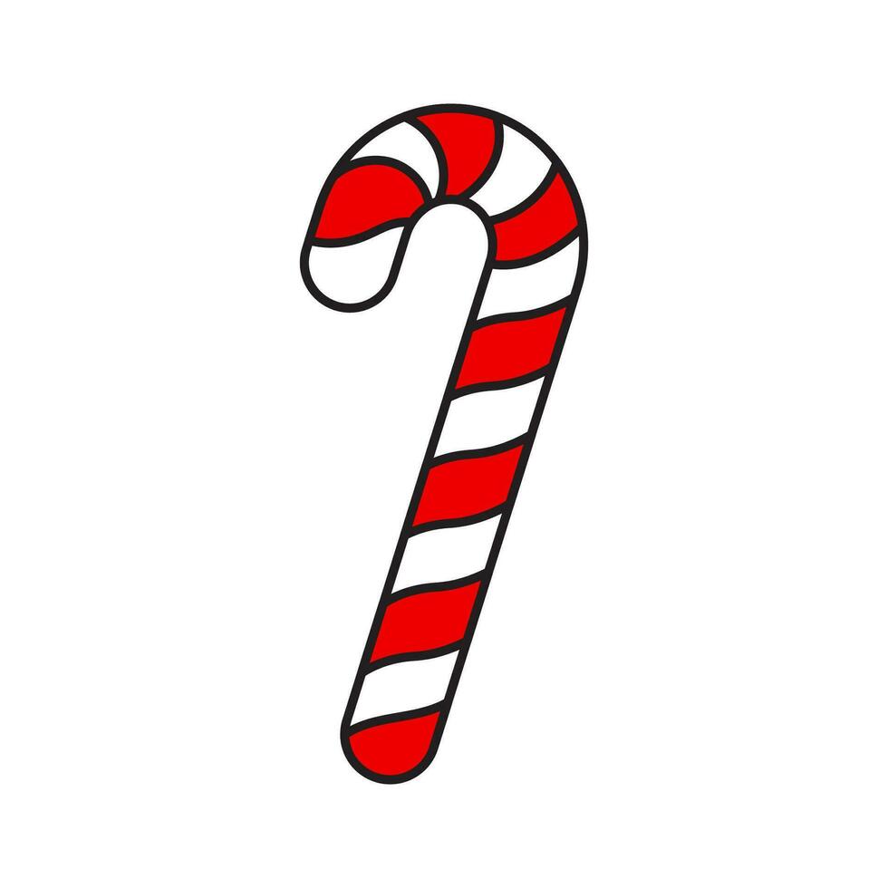 Christmas candy cane in cartoon style. For Christmas holiday
