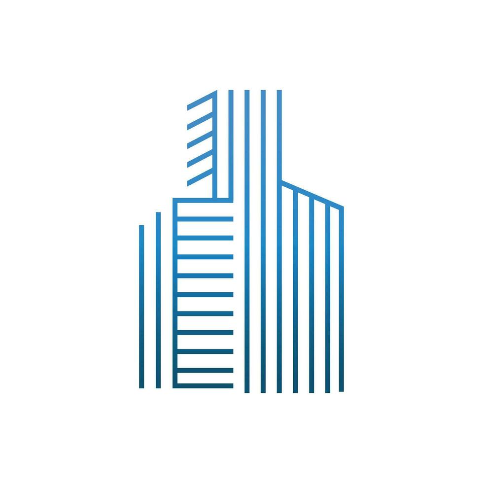 Building cityscape line art logo vector