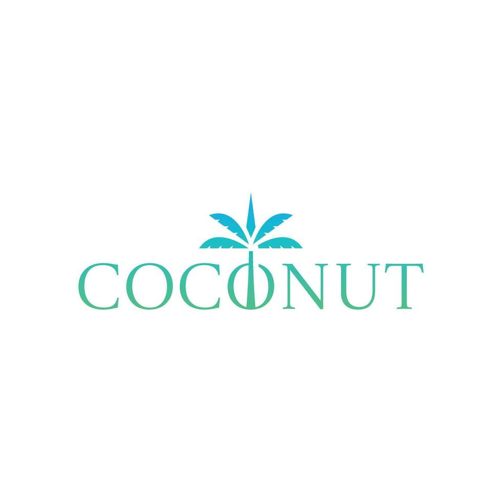 Minimalist coconut palm tree typography logo vector