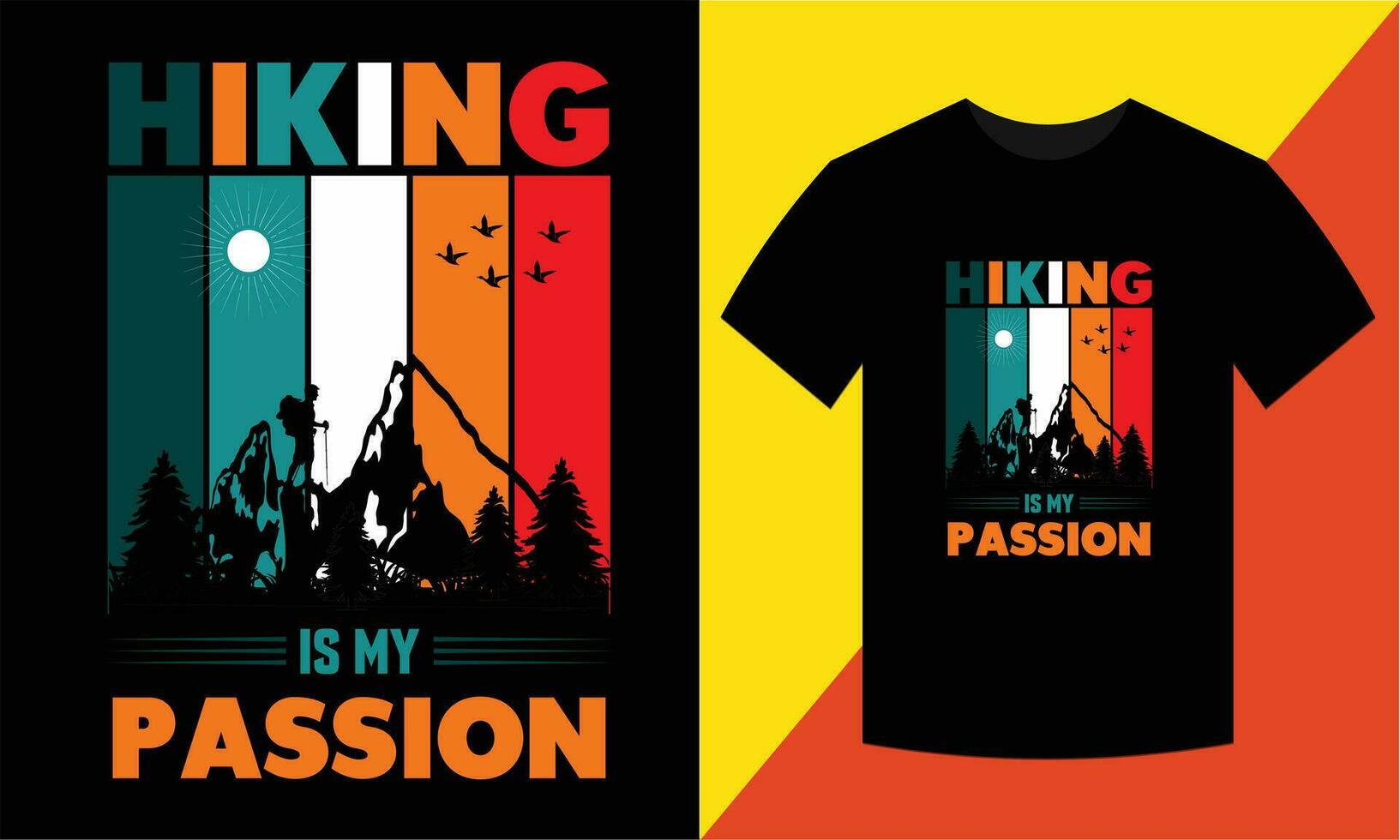 Hiking vector and Graphic t shirt design