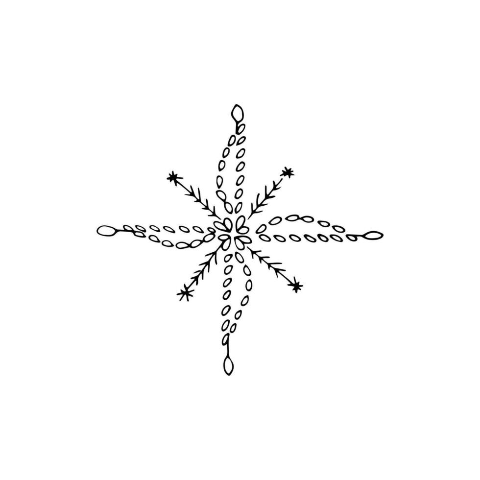 Hand drawn snowflake ve ctor illustrationIsolated on white background. vector