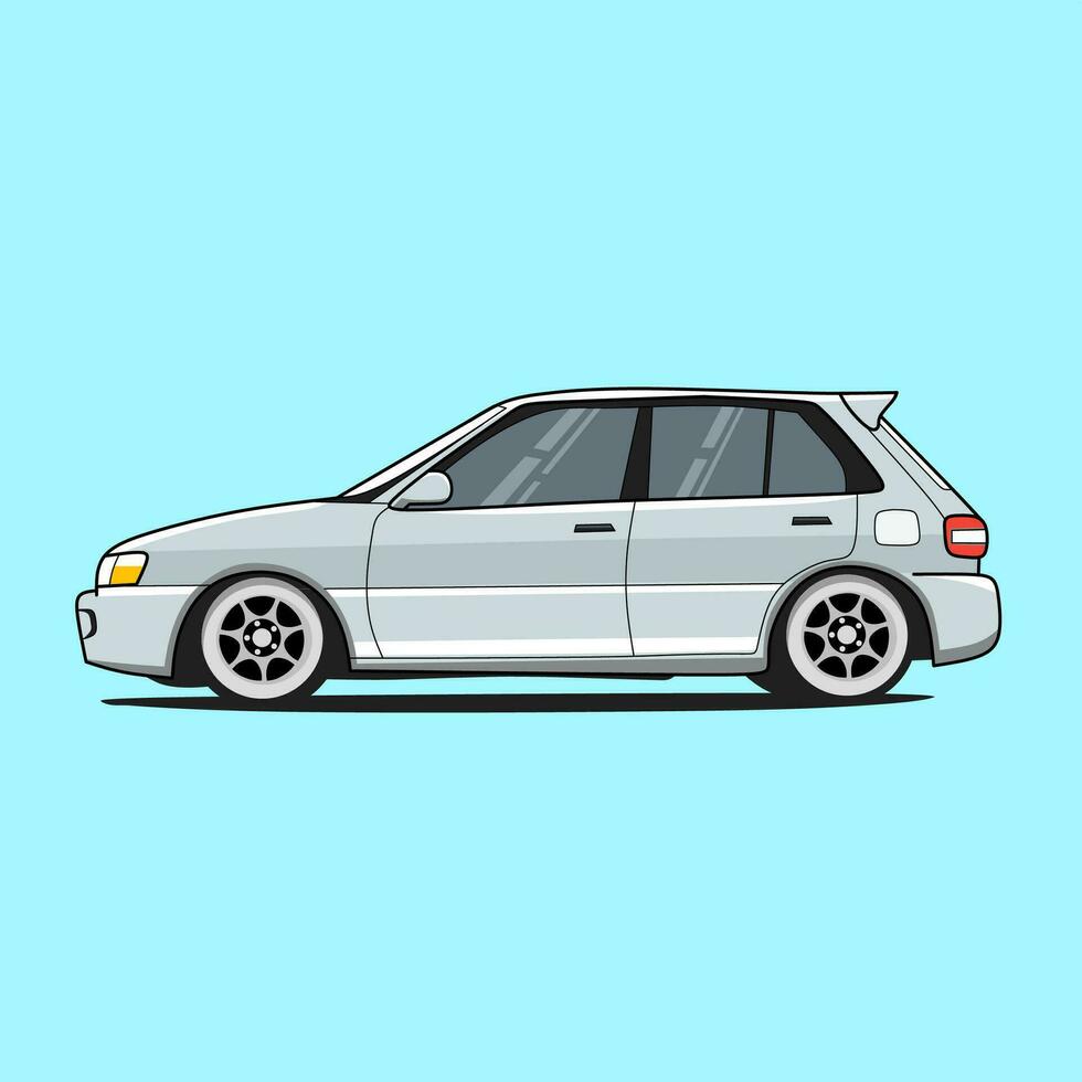 plano ilustración coche en lado ver vector