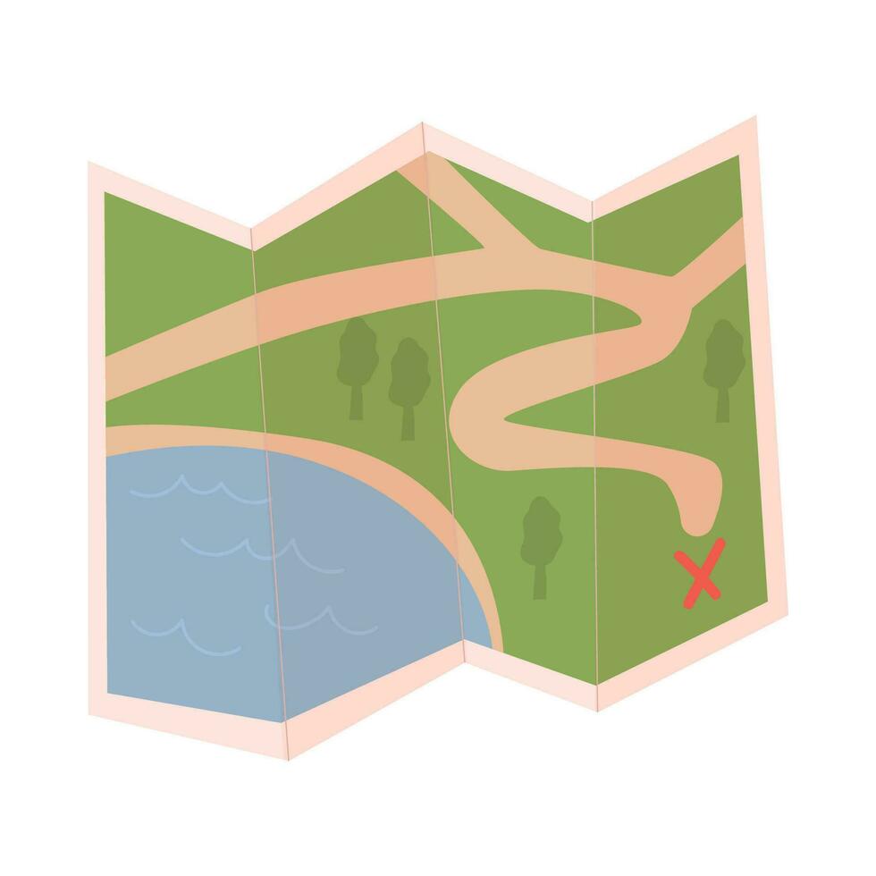 Local map. For a picnic. Icon. The object is isolated on a white background. Vector illustration.