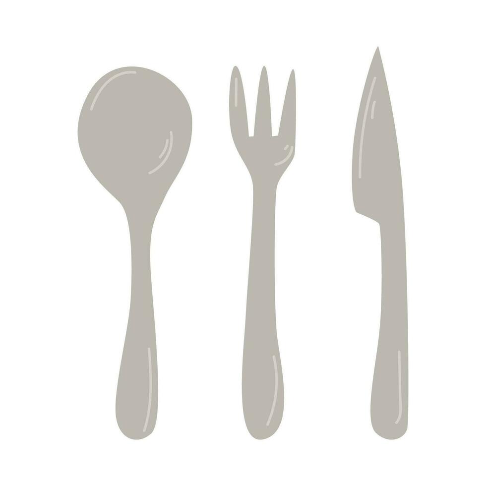 Cutlery. For a picnic. Icon. The object is isolated on a white background. Vector illustration.