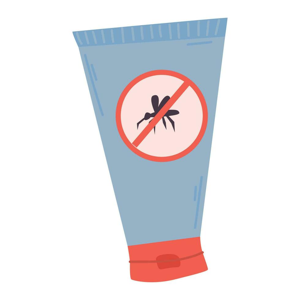 Anti-mosquito cream. For a picnic. Icon. The object is isolated on a white background. Vector illustration.