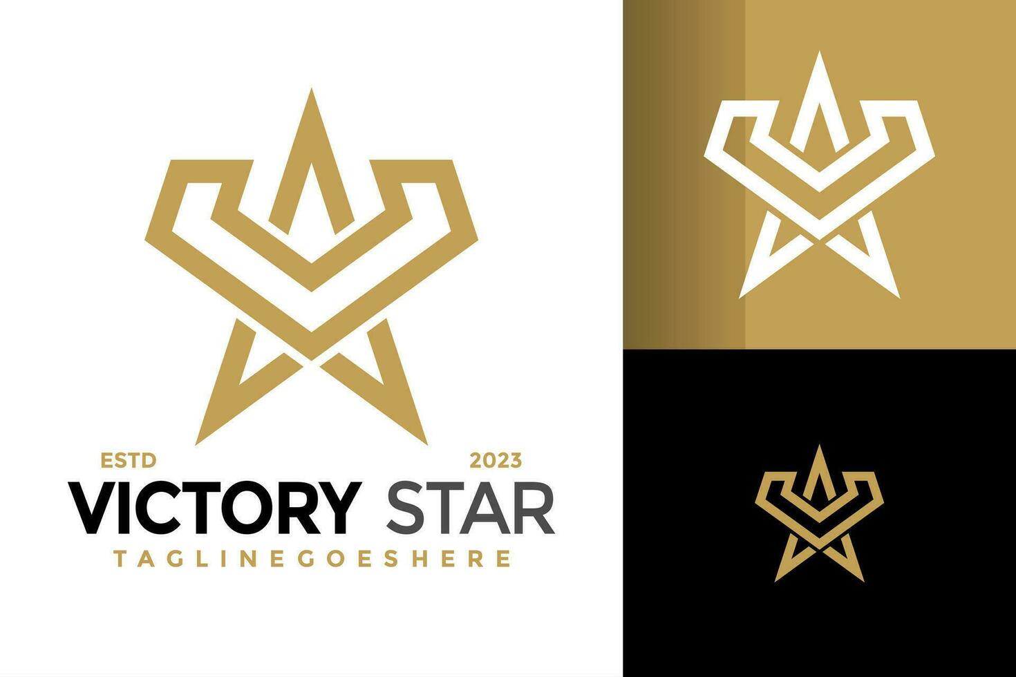 letra v estrella oro logo diseño vector símbolo icono ilustración