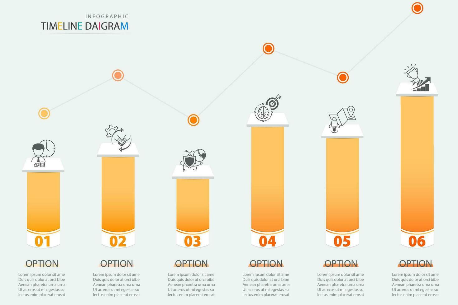 cronograma infografía modelo con 6 6 opciones para monitor negocio datos y Estadísticas vector