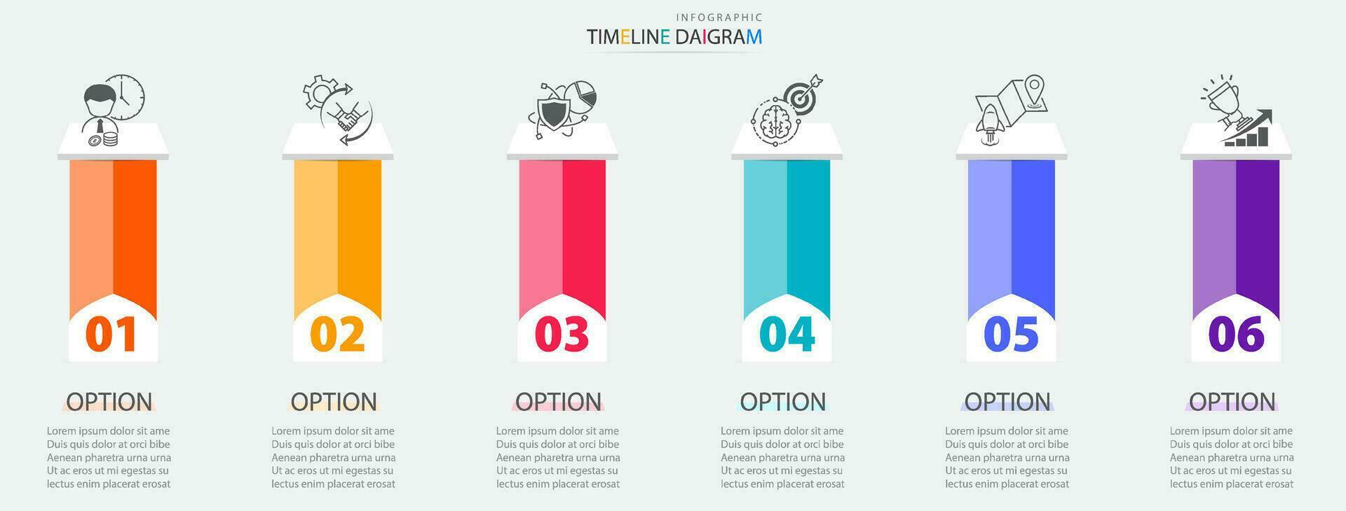 cronograma infografía modelo con 6 6 opciones para monitor negocio datos y Estadísticas vector