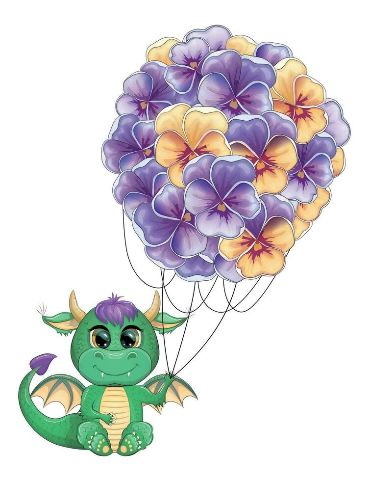 2024 New Year's card template with dragon and flowers vector
