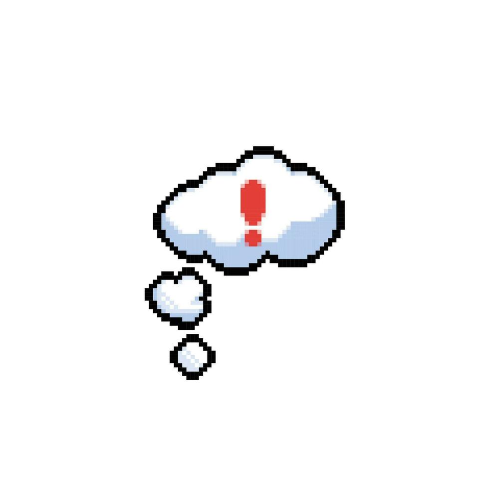 exclamation mark in cloud with pixel art style vector