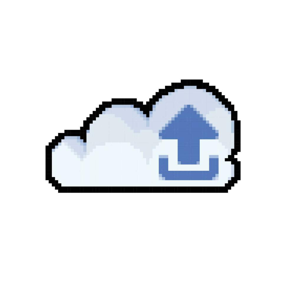 upload cloud in pixel art style vector