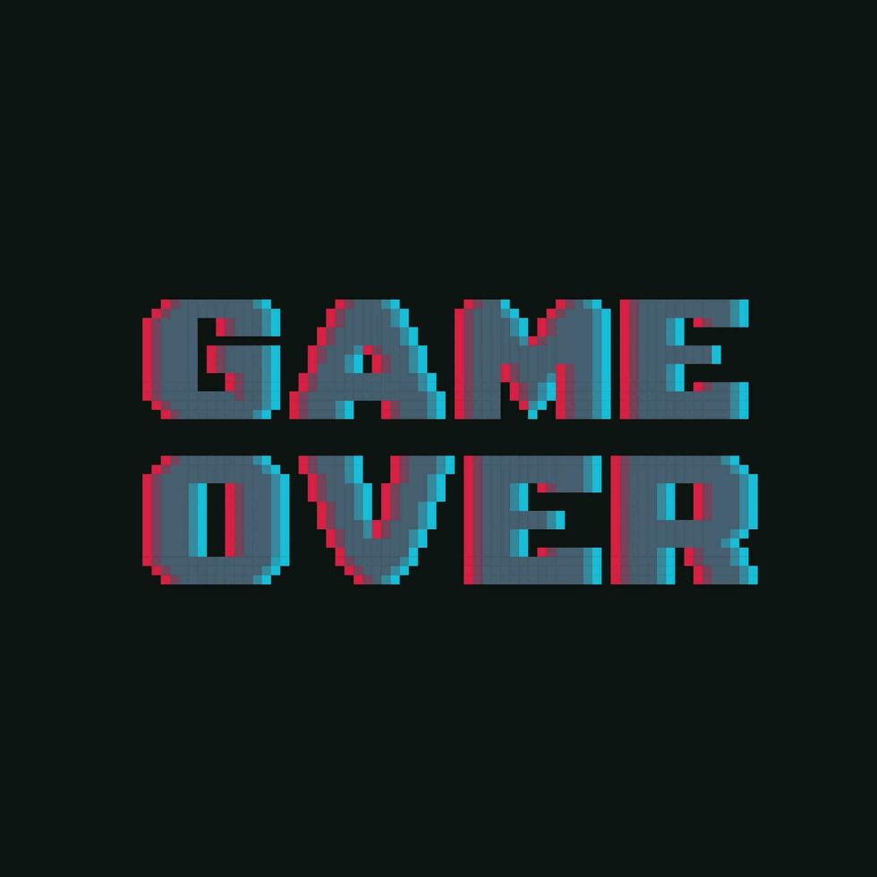 neon game over text in pixel art style vector