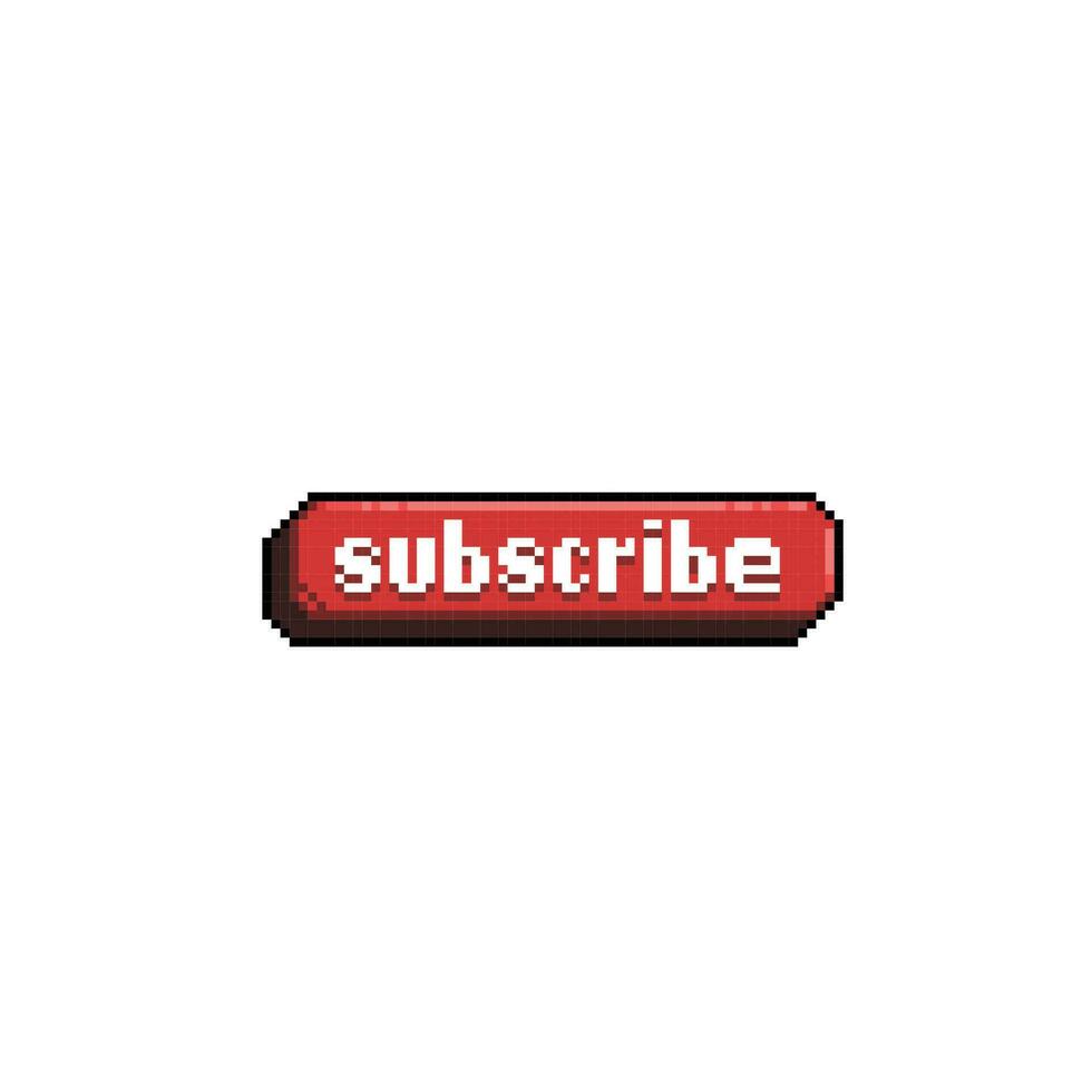 subscribe red button in pixel art style vector