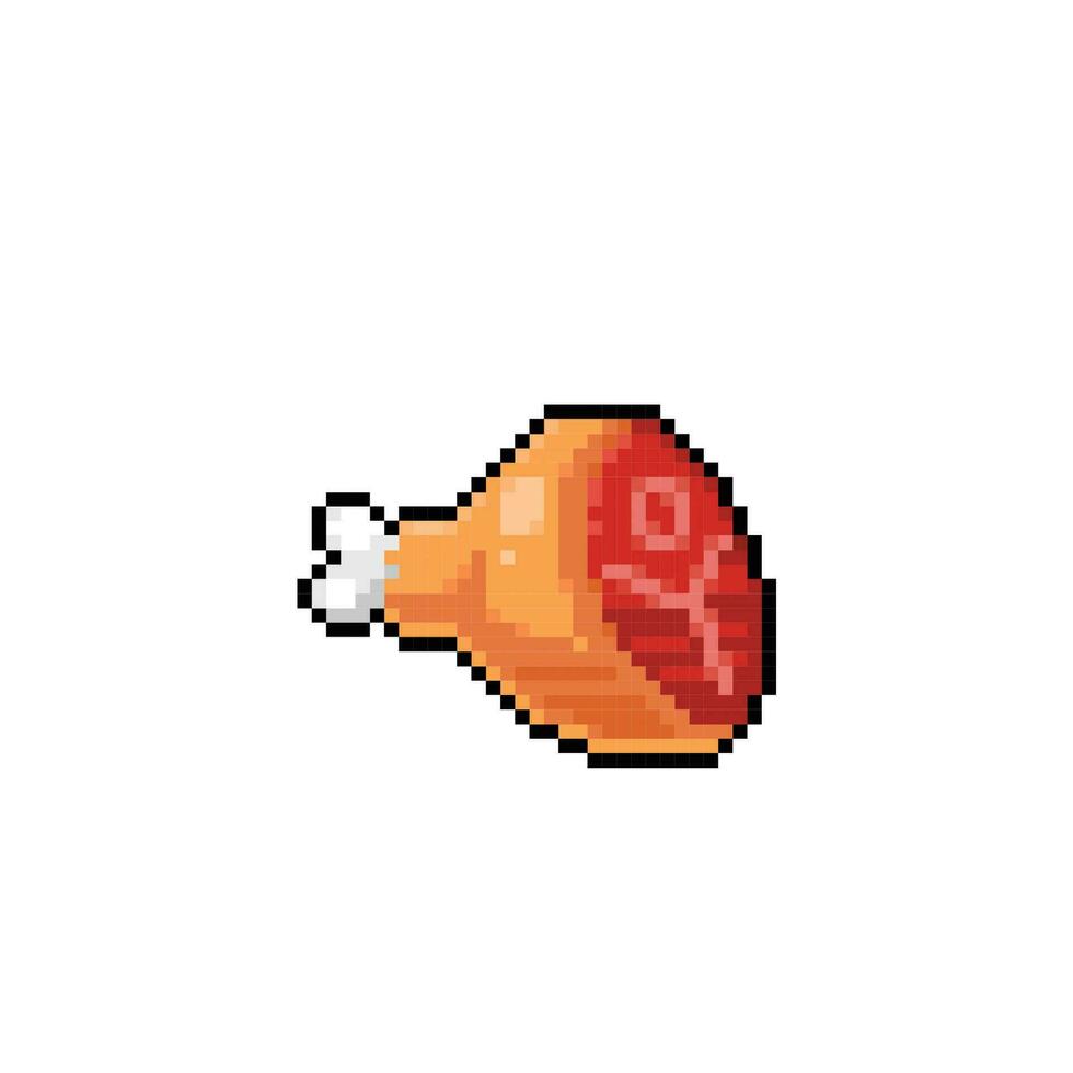 chicken leg meat in pixel art style vector