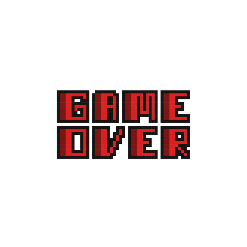 rojo juego terminado texto en píxel Arte estilo vector