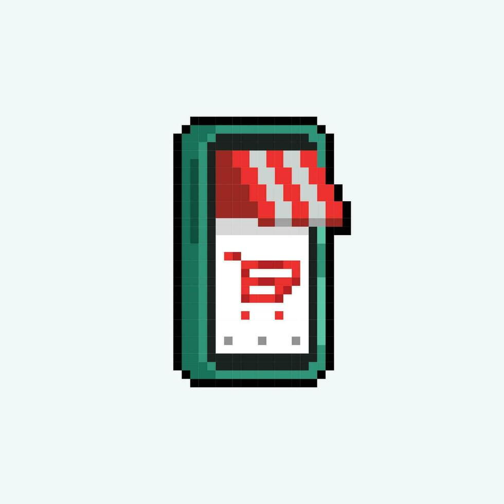 shopping phone sign in pixel art style vector