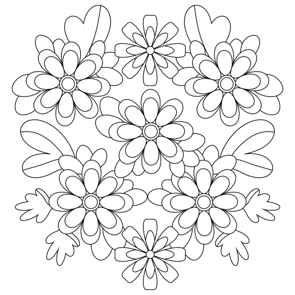 Mexican embroidery symmetrical composition in black outline on a white background vector
