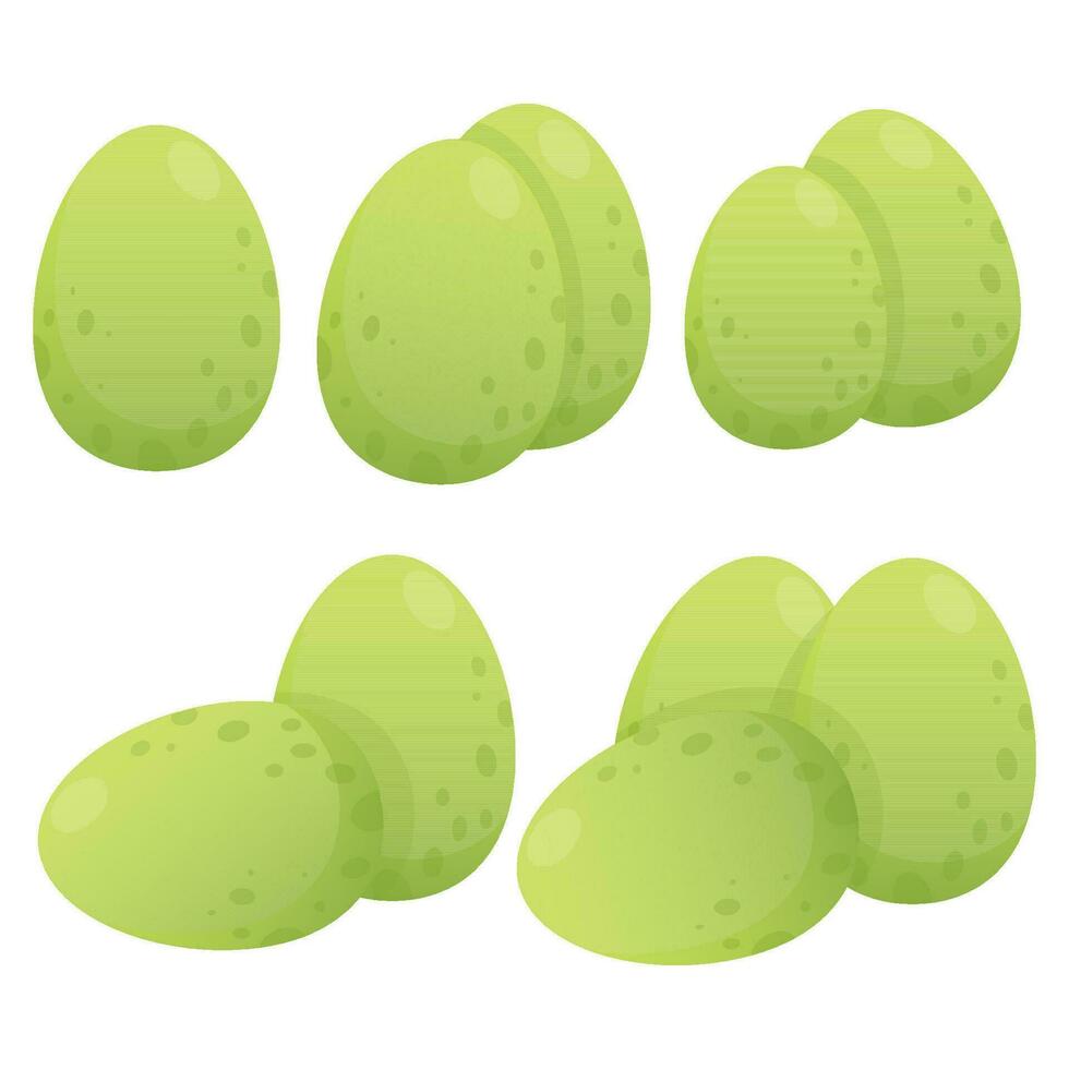 Set of different combinations of green dragon eggs 27711892 Vector Art
