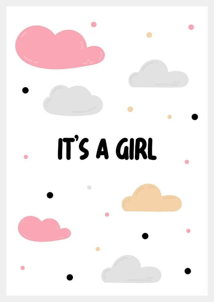 It's a girl. Gender party greeting card vector