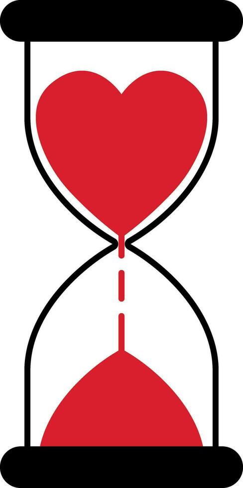 Hourglass with heart time love, timer for lovers vector
