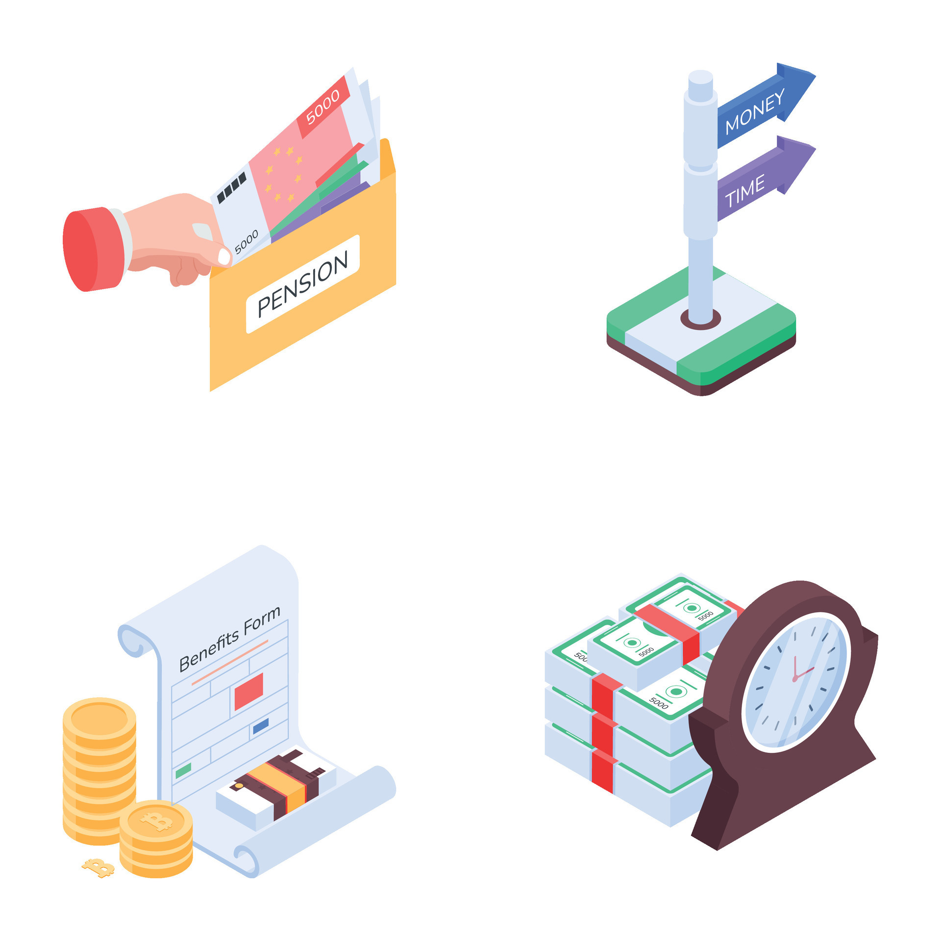Bundle of Benefits Allowance Isometric Icons 27712087 Vector Art at