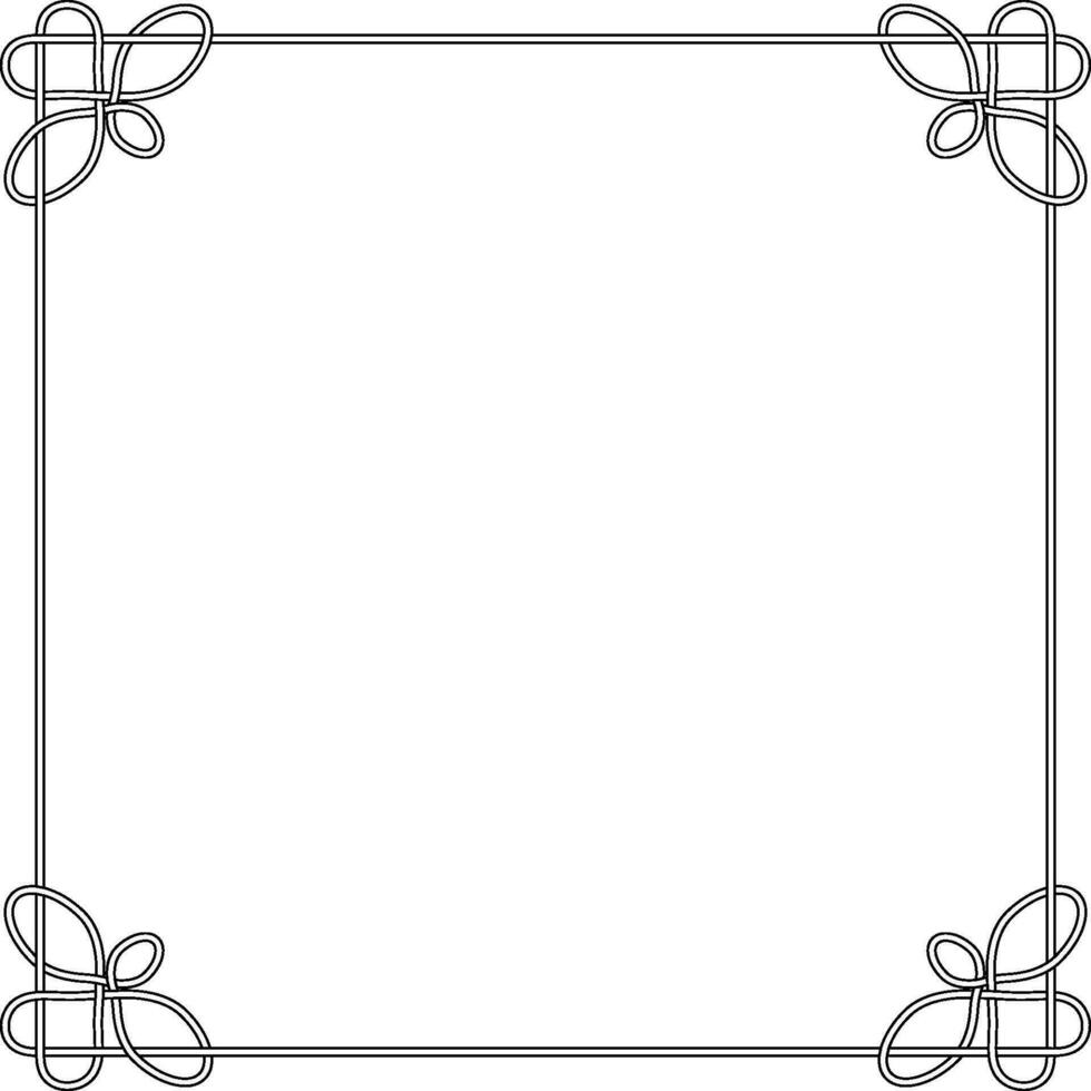 Line deco border frame Celtic knot heart calligraphic design frame vector