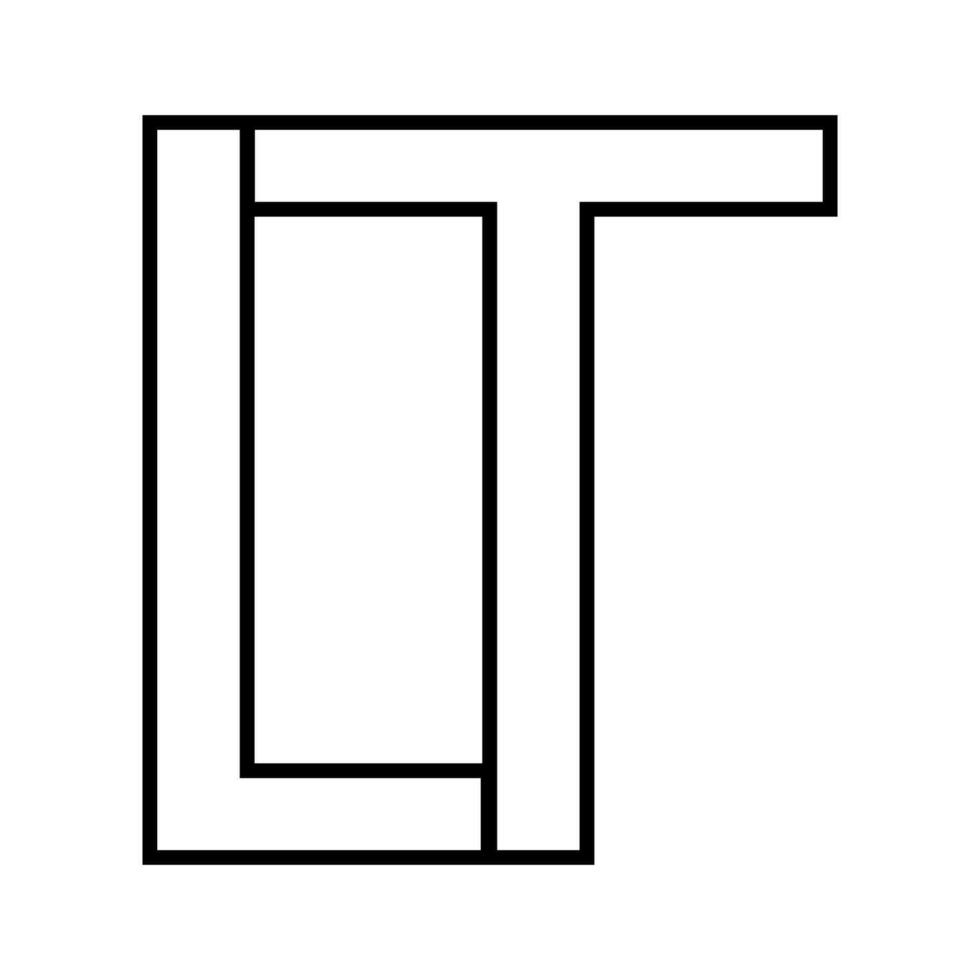 Logo sign lt tl icon double letters logotype t l vector