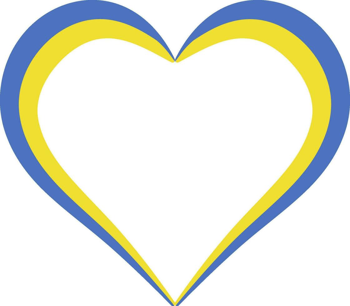 Heart shape flag Ukraine I love Ukraine outline calligraphy vector