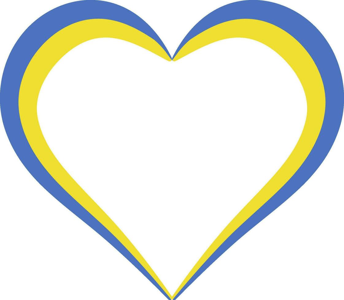 Heart shape flag Ukraine I love Ukraine outline calligraphy vector