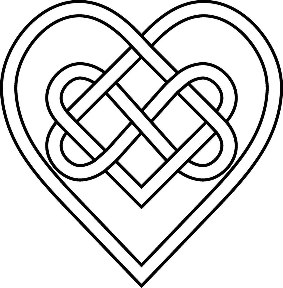 Celtic knot rune bound hearts infinity symbol eternal love tattoo vector