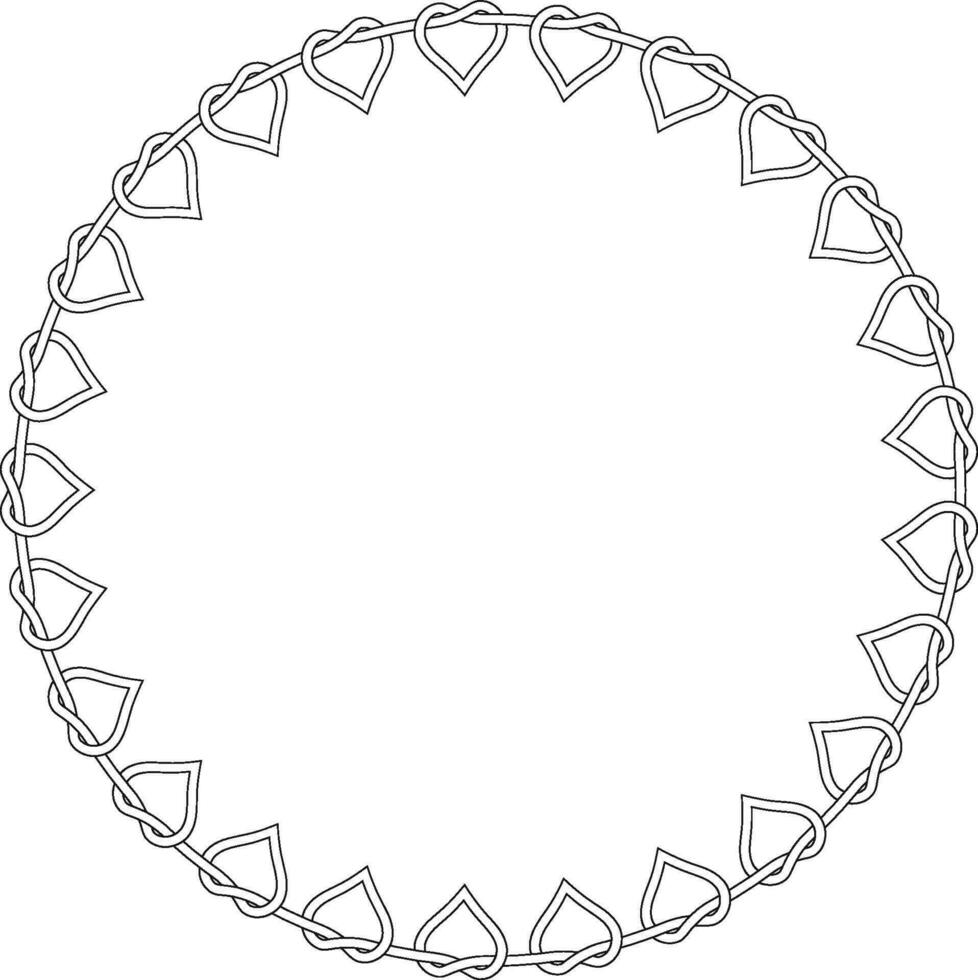 Round photo frames intertwining hearts, frame wreath lovers Valentines day vector
