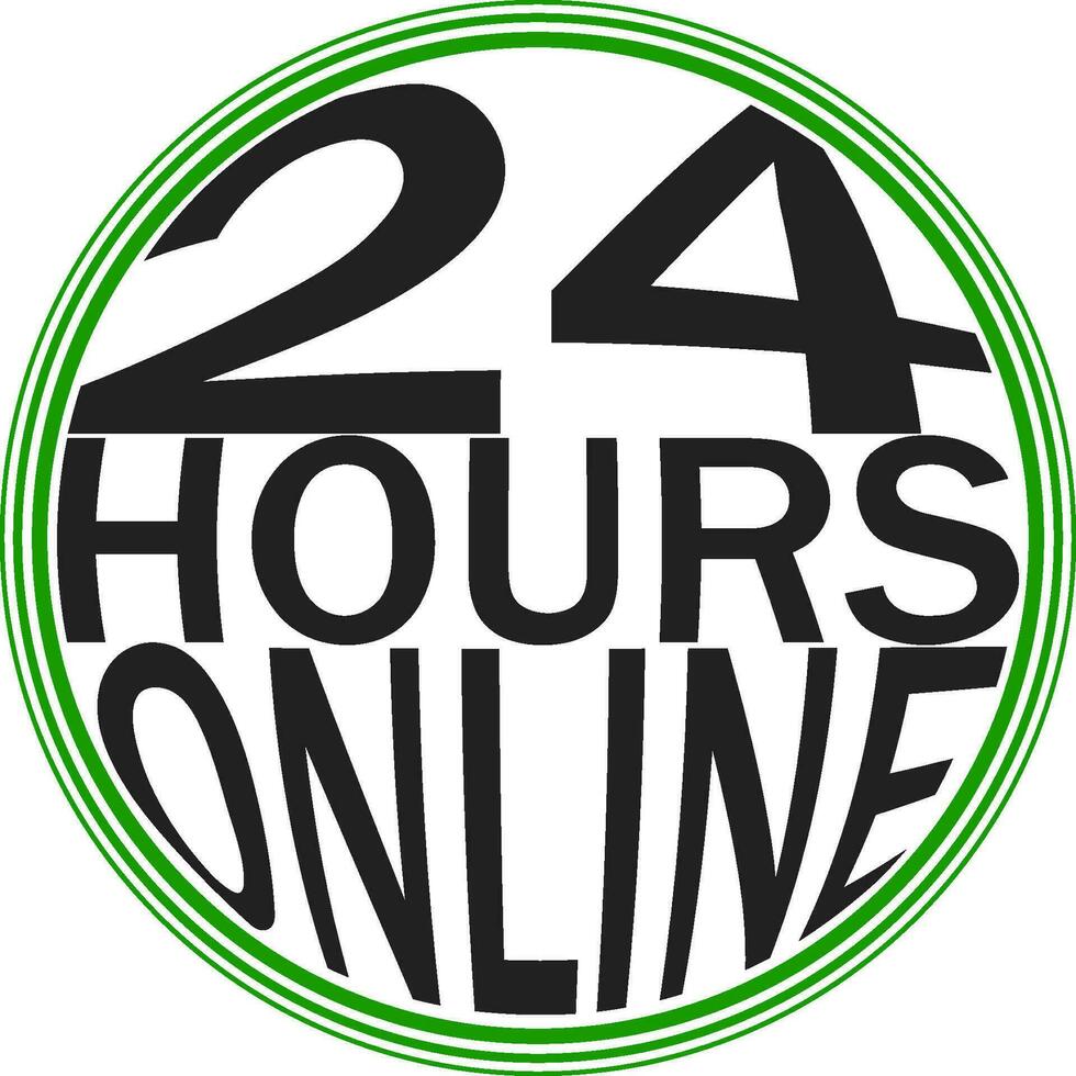 icono logo Servicio 24 horas en línea, redondo en línea apoyo vector