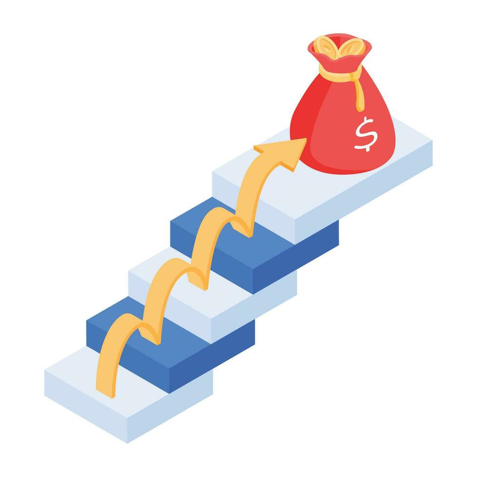 Scalable isometric icon of investment growth vector