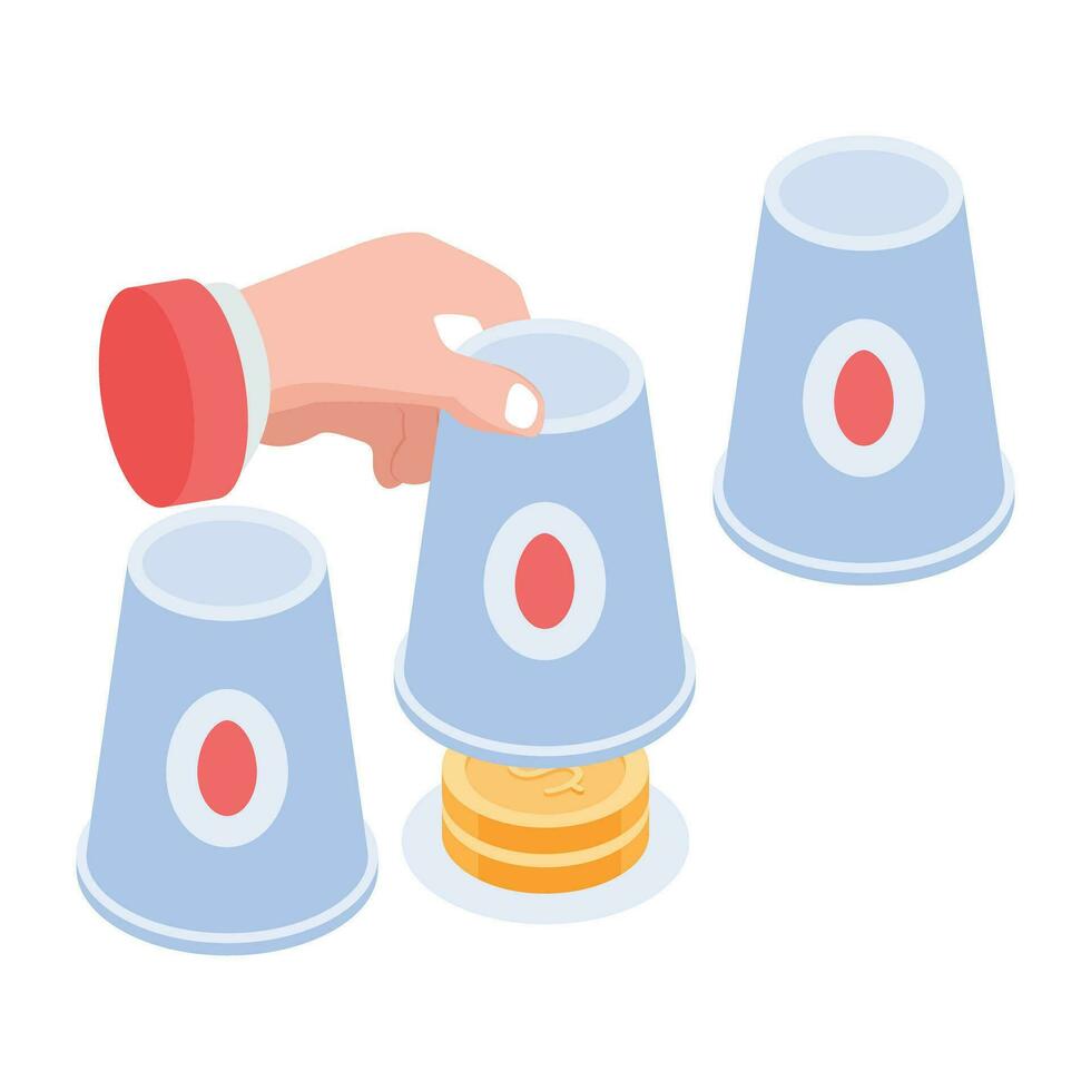 Isometric icon of guessing cup vector