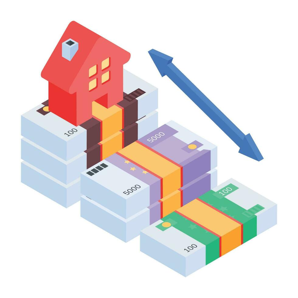 Modern isometric icon of money vector