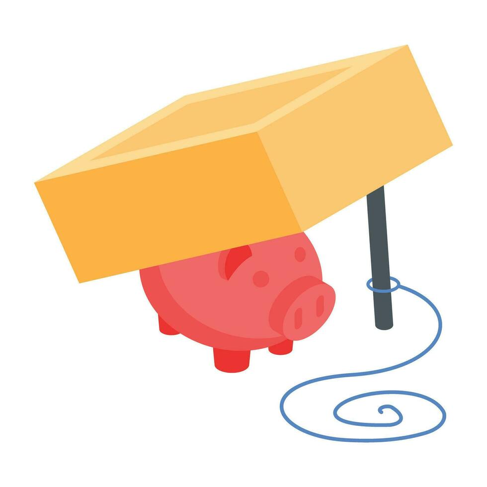 An editable isometric icon of money trap vector