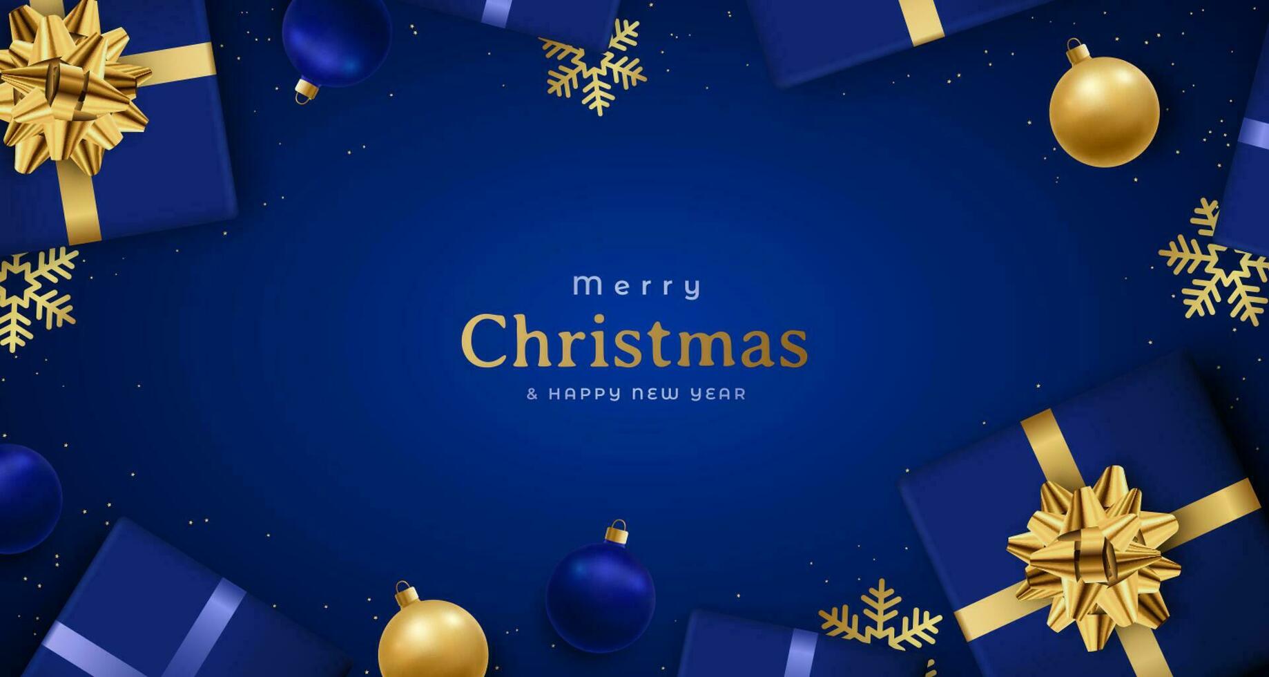 Christmas festive composition on dark blue background. vector