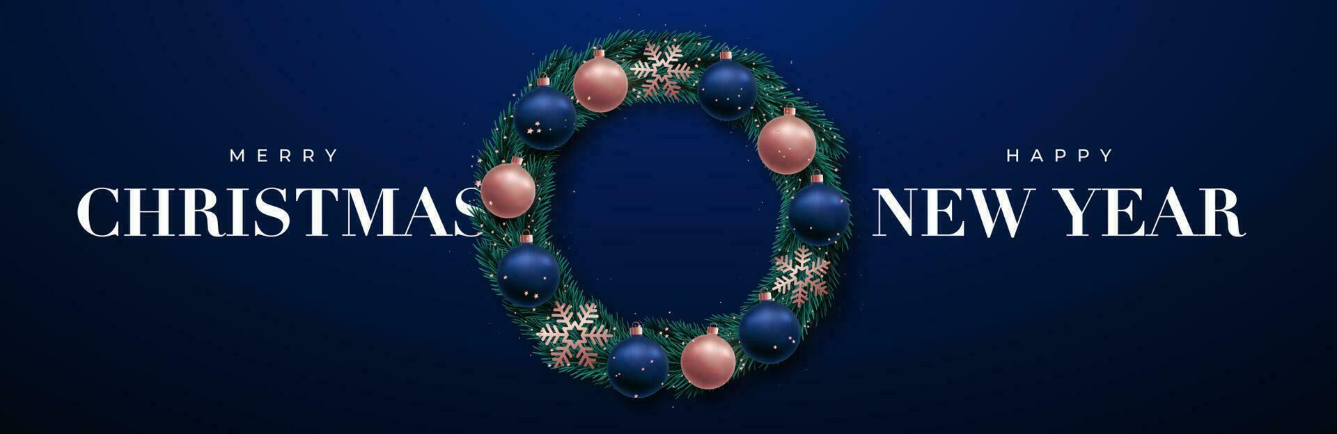 Christmas Wreath banner. vector