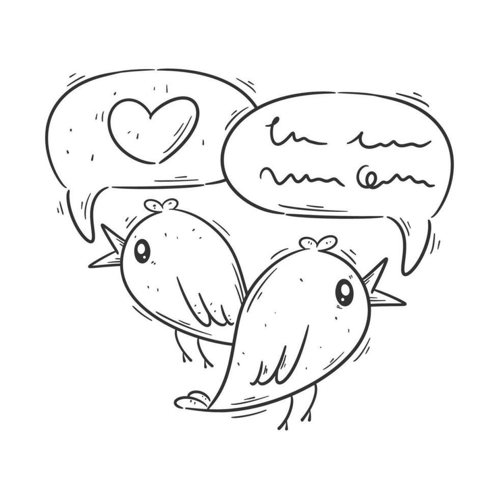 Hand drawn style chat bird design for coloring vector