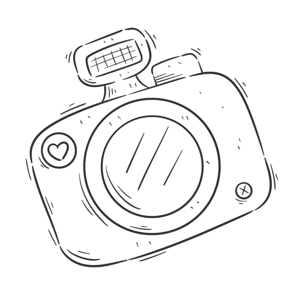 Hand drawn style camera design for coloring vector