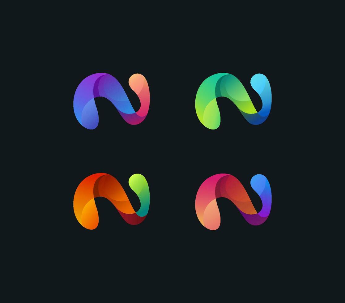 abstract colorful Letter N logo design collections vector